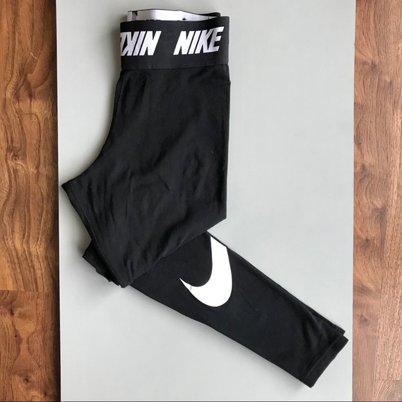 Nike Pants - Nike Black Leggings Wide Elastic Logo Waist SM *F6